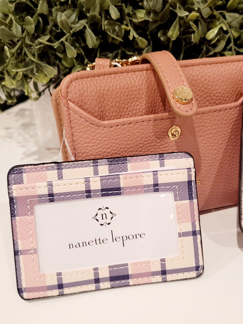 Nanette Lepore Pink Wallet with Floral and Plaid Cardholders 3 Pieces - Picture 2 of 5